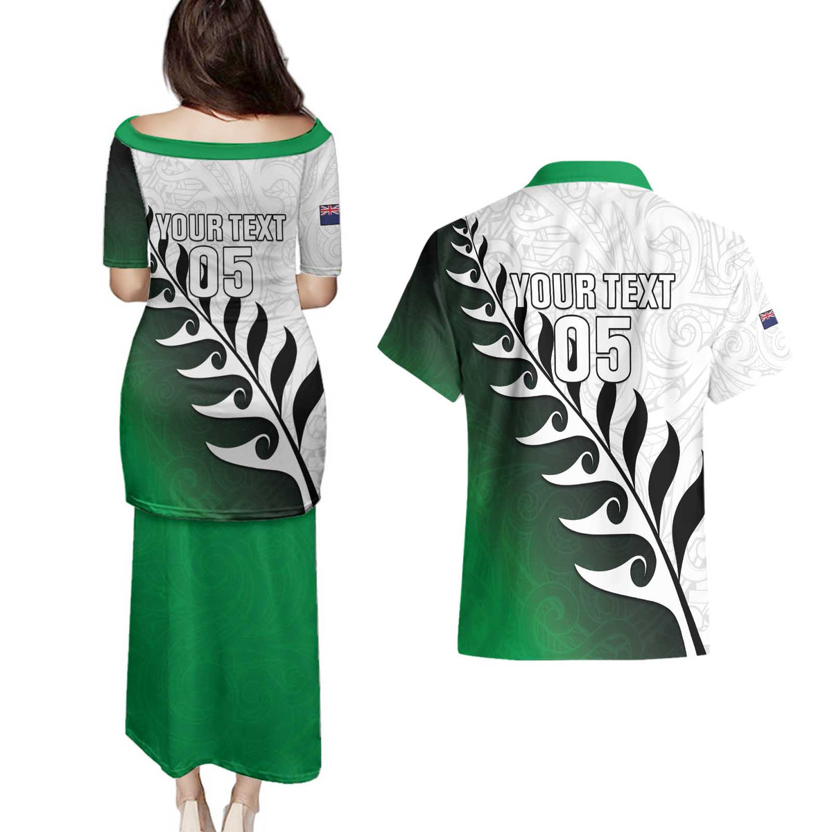 Custom New Zealand Football Couples Matching Puletasi and Hawaiian Shirt Go Aotearoa LT05 - Polynesian Pride