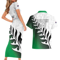 Custom New Zealand Football Couples Matching Short Sleeve Bodycon Dress and Hawaiian Shirt Go Aotearoa LT05 - Polynesian Pride