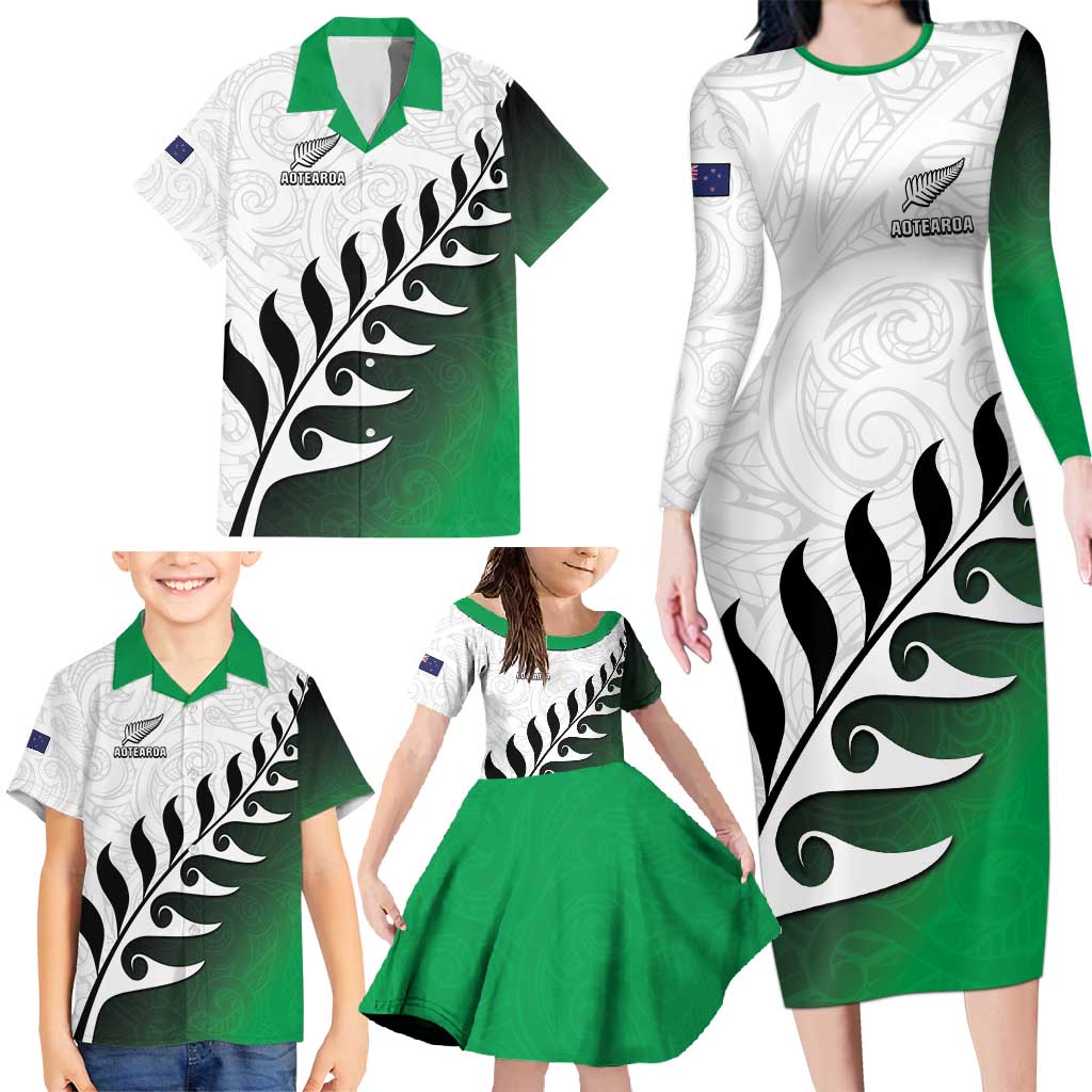 Custom New Zealand Football Family Matching Long Sleeve Bodycon Dress and Hawaiian Shirt Go Aotearoa LT05 - Polynesian Pride