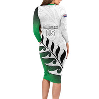 Custom New Zealand Football Family Matching Long Sleeve Bodycon Dress and Hawaiian Shirt Go Aotearoa LT05 - Polynesian Pride