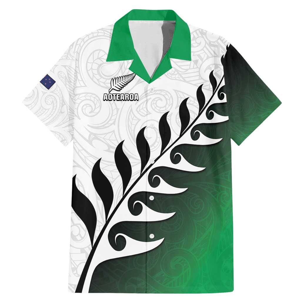 Custom New Zealand Football Family Matching Mermaid Dress and Hawaiian Shirt Go Aotearoa LT05 Dad's Shirt - Short Sleeve Green - Polynesian Pride
