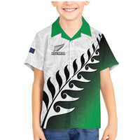 Custom New Zealand Football Family Matching Mermaid Dress and Hawaiian Shirt Go Aotearoa LT05 Son's Shirt Green - Polynesian Pride