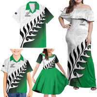 Custom New Zealand Football Family Matching Off Shoulder Maxi Dress and Hawaiian Shirt Go Aotearoa LT05 - Polynesian Pride