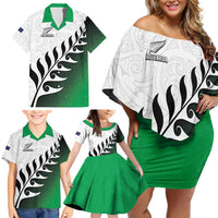 Custom New Zealand Football Family Matching Off Shoulder Short Dress and Hawaiian Shirt Go Aotearoa LT05 - Polynesian Pride