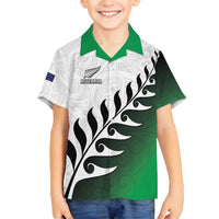 Custom New Zealand Football Family Matching Puletasi and Hawaiian Shirt Go Aotearoa LT05 Son's Shirt Green - Polynesian Pride