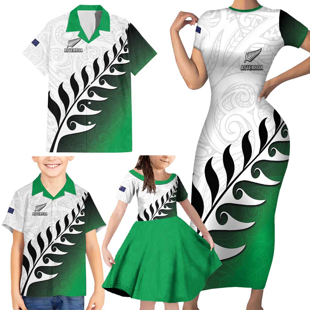 Custom New Zealand Football Family Matching Short Sleeve Bodycon Dress and Hawaiian Shirt Go Aotearoa LT05 - Polynesian Pride
