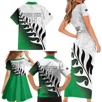Custom New Zealand Football Family Matching Short Sleeve Bodycon Dress and Hawaiian Shirt Go Aotearoa LT05 - Polynesian Pride