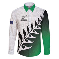 Custom New Zealand Football Family Matching Summer Maxi Dress and Hawaiian Shirt Go Aotearoa LT05 Dad's Shirt - Long Sleeve Green - Polynesian Pride