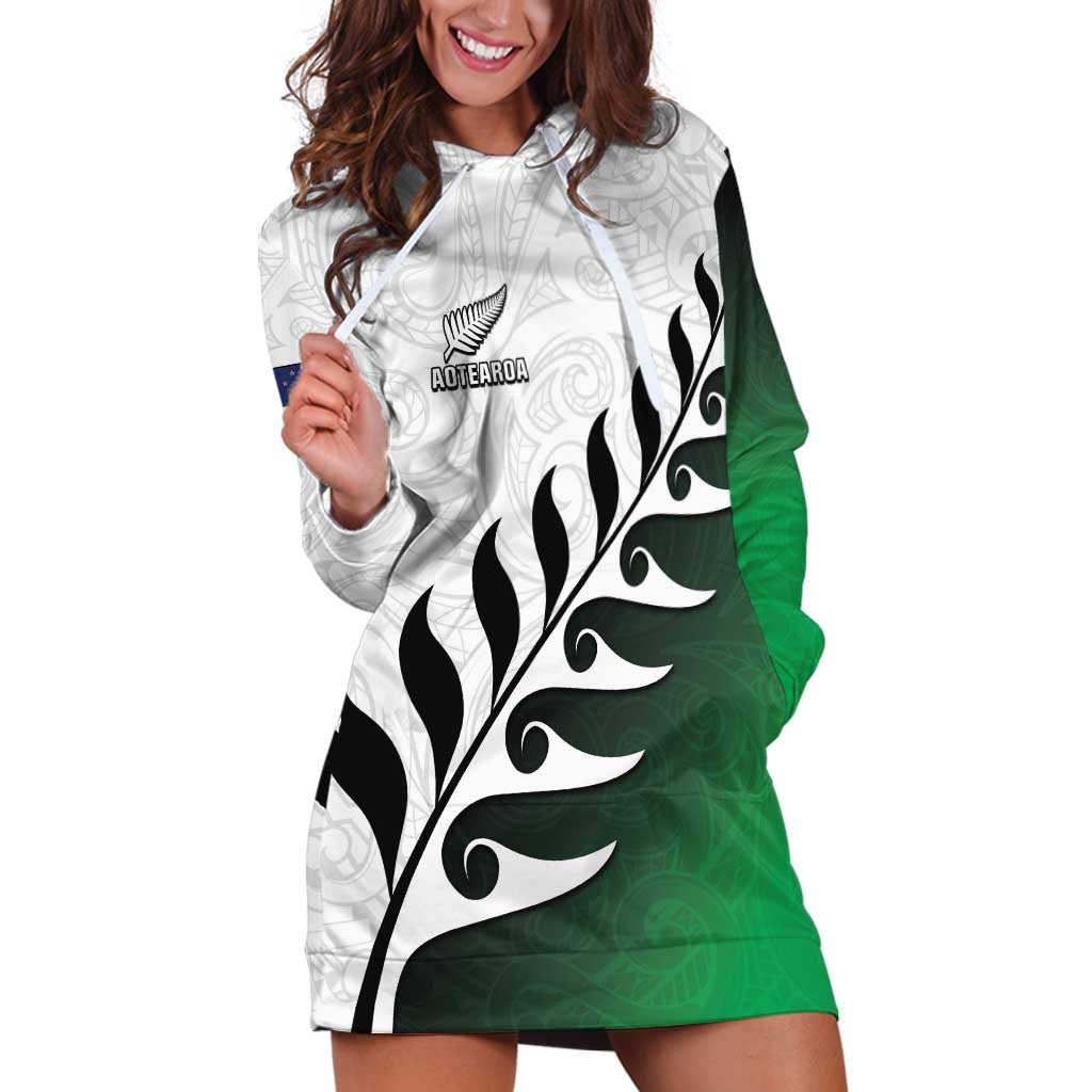 Custom New Zealand Football Hoodie Dress Go Aotearoa LT05 Green - Polynesian Pride