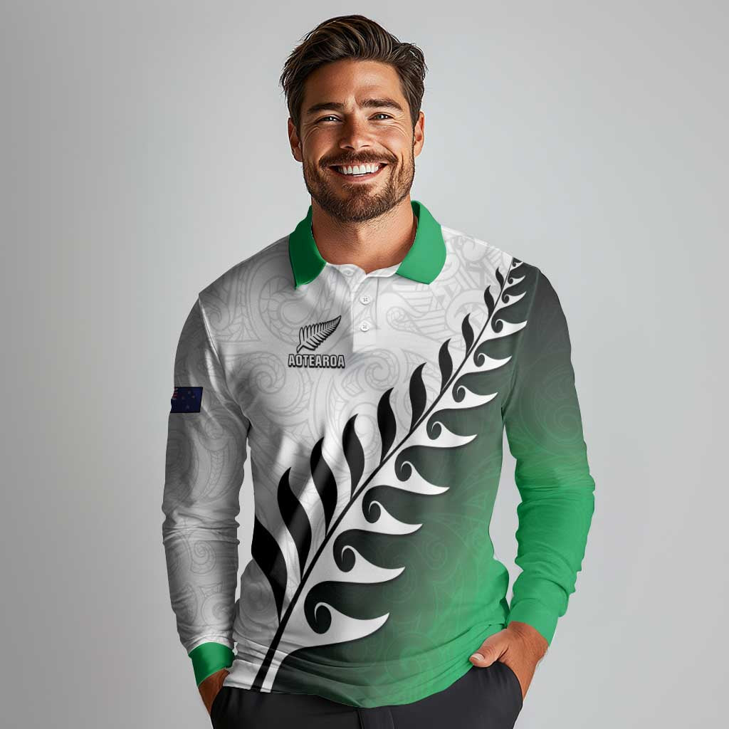 Custom New Zealand Football Long Sleeve Polo Shirt Go Aotearoa LT05 - Polynesian Pride