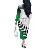Custom New Zealand Football Off The Shoulder Long Sleeve Dress Go Aotearoa LT05 - Polynesian Pride