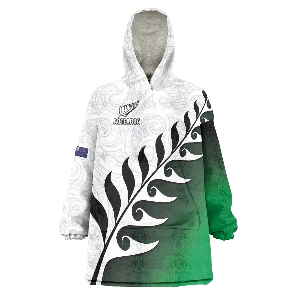 Custom New Zealand Football Wearable Blanket Hoodie Go Aotearoa LT05 One Size Green - Polynesian Pride