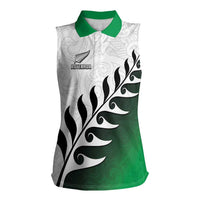 Custom New Zealand Football Women Sleeveless Polo Shirt Go Aotearoa LT05 Female Green - Polynesian Pride