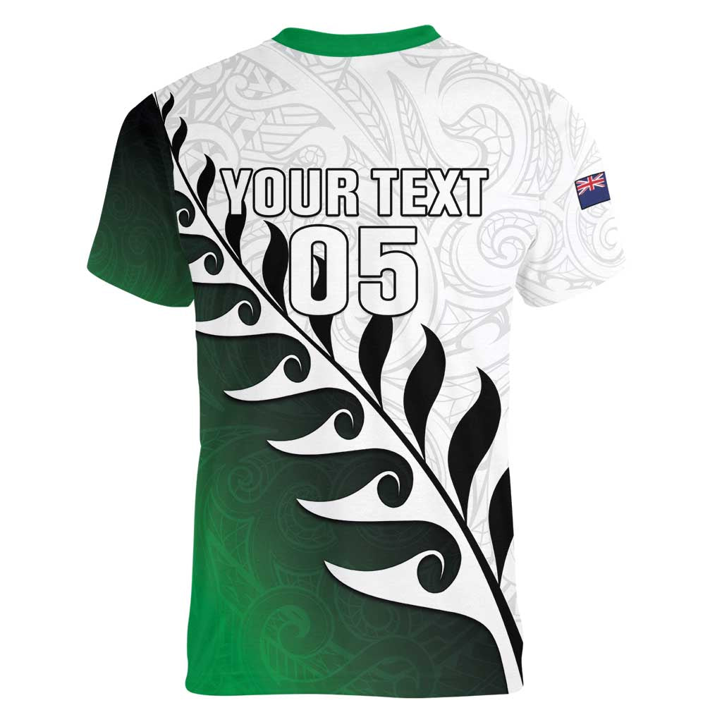 Custom New Zealand Football Women V-Neck T-Shirt Go Aotearoa LT05 - Polynesian Pride