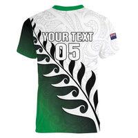 Custom New Zealand Football Women V-Neck T-Shirt Go Aotearoa LT05 - Polynesian Pride