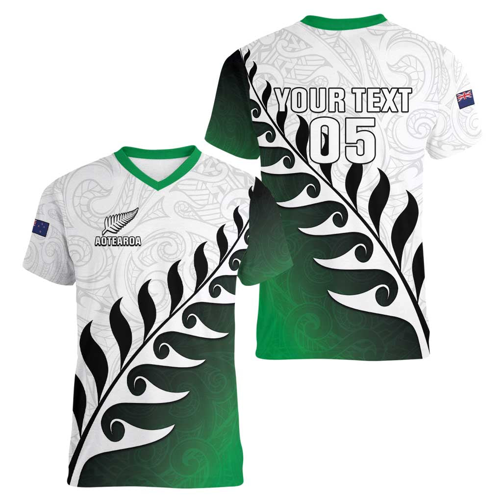 Custom New Zealand Football Women V-Neck T-Shirt Go Aotearoa LT05 - Polynesian Pride