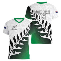 Custom New Zealand Football Women V-Neck T-Shirt Go Aotearoa LT05 - Polynesian Pride