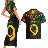 Happy Vanuatu Father Lini Day Couples Matching Short Sleeve Bodycon Dress and Hawaiian Shirt LT05 - Polynesian Pride