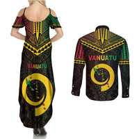 Happy Vanuatu Father Lini Day Couples Matching Summer Maxi Dress and Long Sleeve Button Shirt LT05 - Polynesian Pride