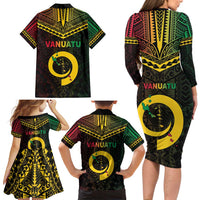 Happy Vanuatu Father Lini Day Family Matching Long Sleeve Bodycon Dress and Hawaiian Shirt LT05 - Polynesian Pride