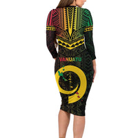Happy Vanuatu Father Lini Day Family Matching Long Sleeve Bodycon Dress and Hawaiian Shirt LT05 - Polynesian Pride