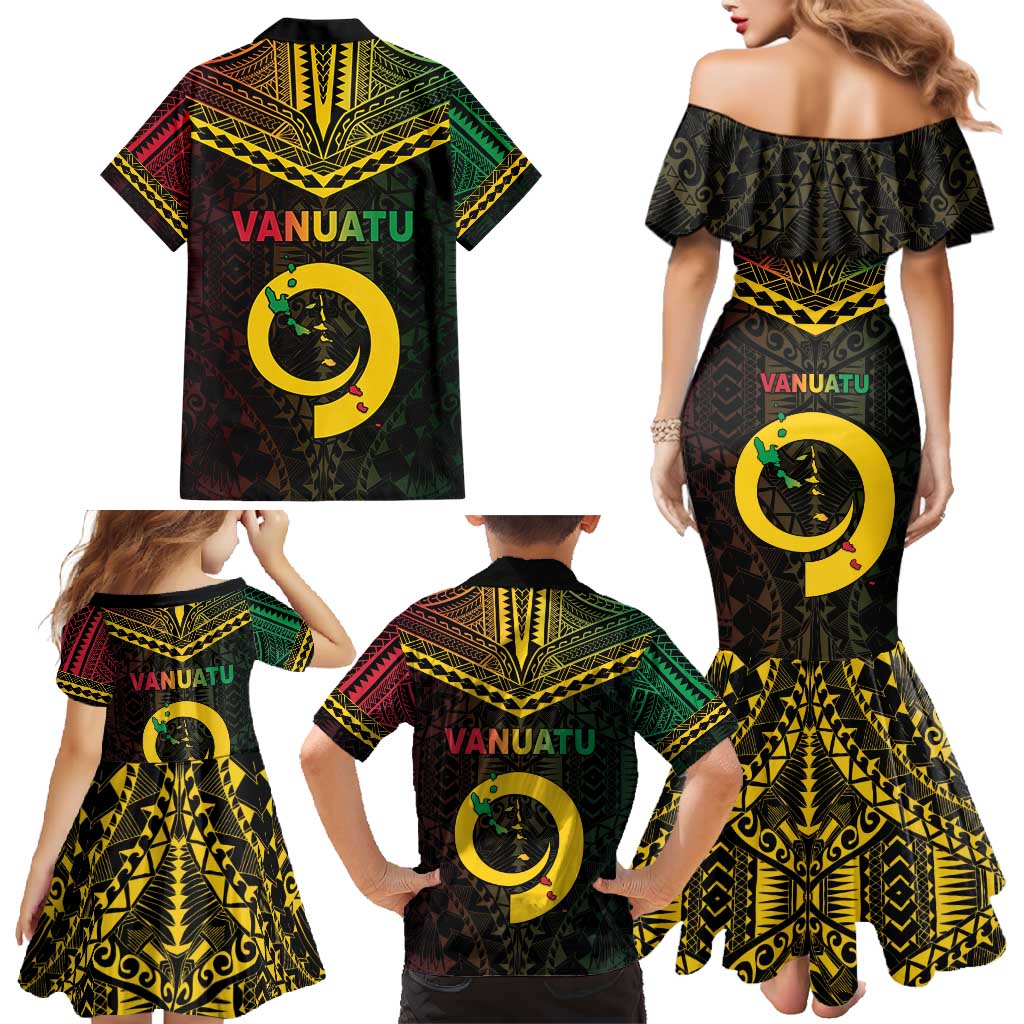Happy Vanuatu Father Lini Day Family Matching Mermaid Dress and Hawaiian Shirt LT05 - Polynesian Pride