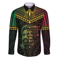 Happy Vanuatu Father Lini Day Family Matching Mermaid Dress and Hawaiian Shirt LT05 Dad's Shirt - Long Sleeve Black - Polynesian Pride