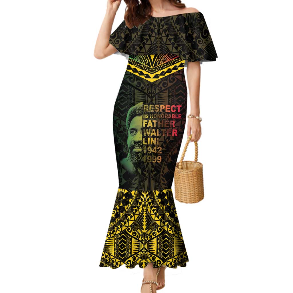 Happy Vanuatu Father Lini Day Family Matching Mermaid Dress and Hawaiian Shirt LT05 Mom's Dress Black - Polynesian Pride