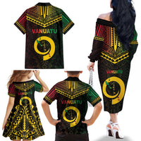 Happy Vanuatu Father Lini Day Family Matching Off The Shoulder Long Sleeve Dress and Hawaiian Shirt LT05 - Polynesian Pride