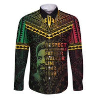Happy Vanuatu Father Lini Day Family Matching Off The Shoulder Long Sleeve Dress and Hawaiian Shirt LT05 Dad's Shirt - Long Sleeve Black - Polynesian Pride