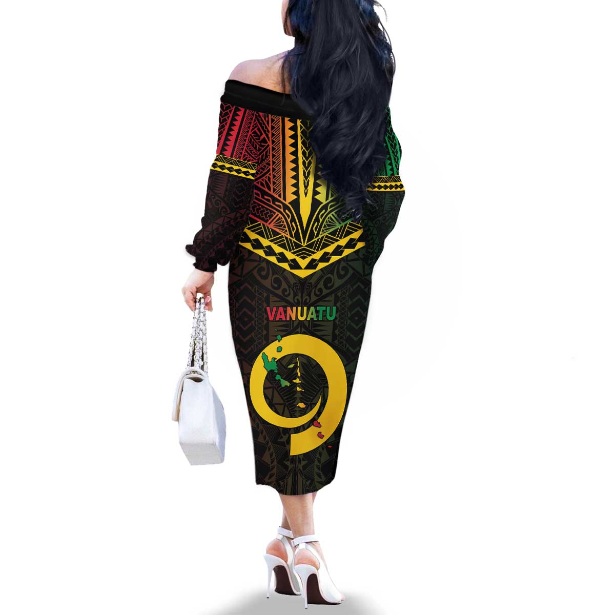 Happy Vanuatu Father Lini Day Family Matching Off The Shoulder Long Sleeve Dress and Hawaiian Shirt LT05 - Polynesian Pride