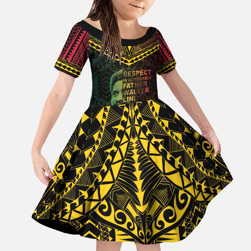 Happy Vanuatu Father Lini Day Family Matching Off Shoulder Maxi Dress and Hawaiian Shirt LT05 Daughter's Dress Black - Polynesian Pride