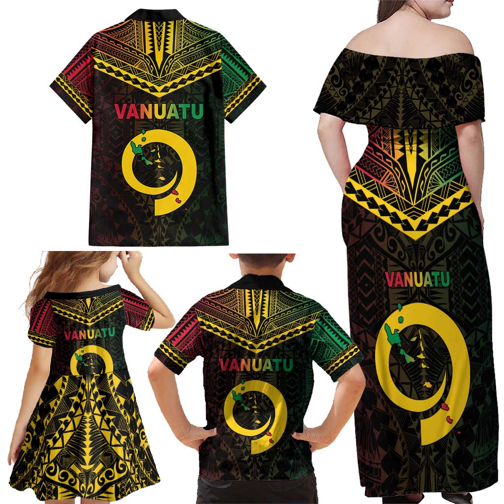 Happy Vanuatu Father Lini Day Family Matching Off Shoulder Maxi Dress and Hawaiian Shirt LT05 - Polynesian Pride