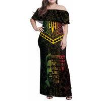 Happy Vanuatu Father Lini Day Family Matching Off Shoulder Maxi Dress and Hawaiian Shirt LT05 Mom's Dress Black - Polynesian Pride