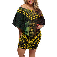 Happy Vanuatu Father Lini Day Family Matching Off Shoulder Short Dress and Hawaiian Shirt LT05 Mom's Dress Black - Polynesian Pride
