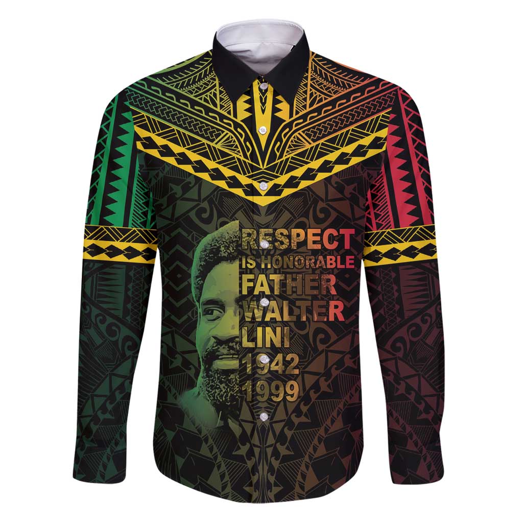 Happy Vanuatu Father Lini Day Family Matching Puletasi and Hawaiian Shirt LT05 Dad's Shirt - Long Sleeve Black - Polynesian Pride