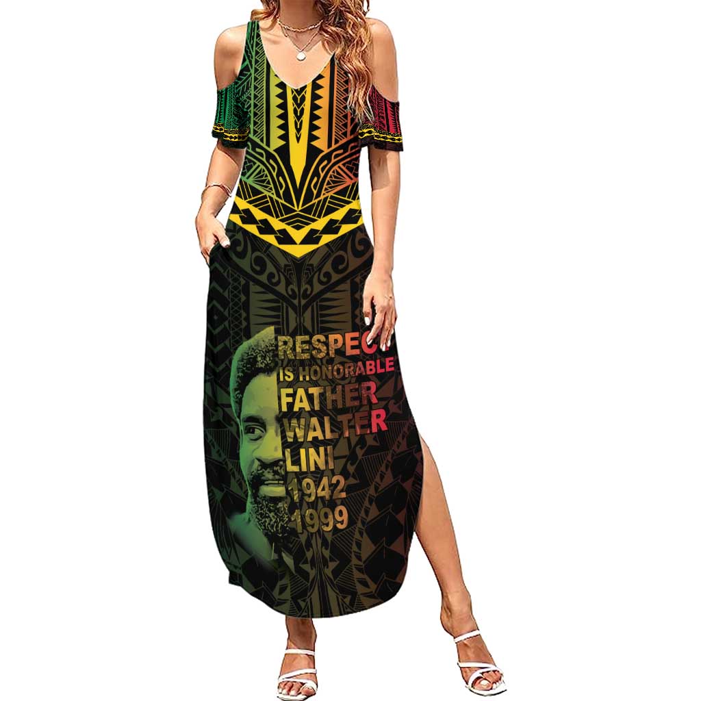 Happy Vanuatu Father Lini Day Family Matching Summer Maxi Dress and Hawaiian Shirt LT05 Mom's Dress Black - Polynesian Pride