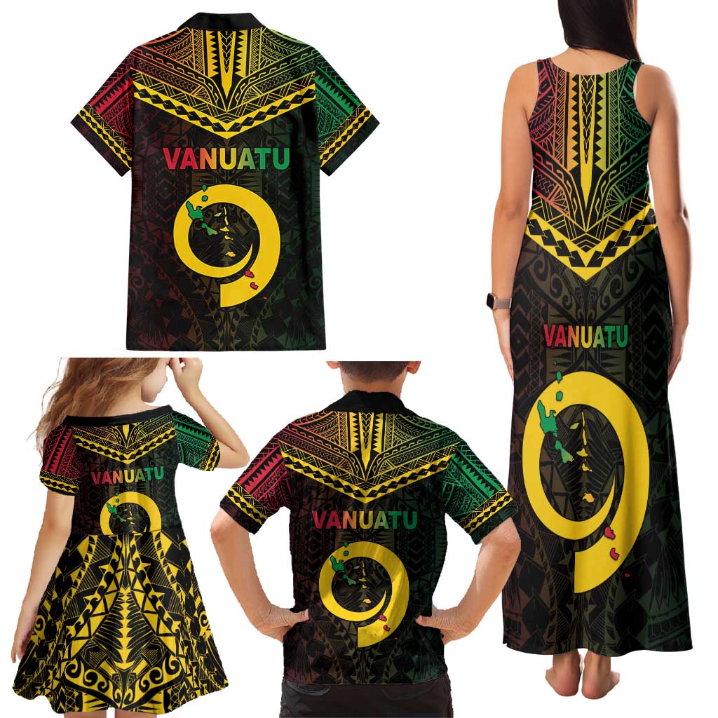 Happy Vanuatu Father Lini Day Family Matching Tank Maxi Dress and Hawaiian Shirt LT05 - Polynesian Pride