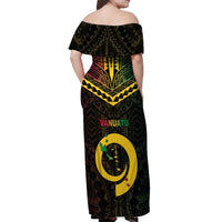 Happy Vanuatu Father Lini Day Off Shoulder Maxi Dress LT05 - Polynesian Pride