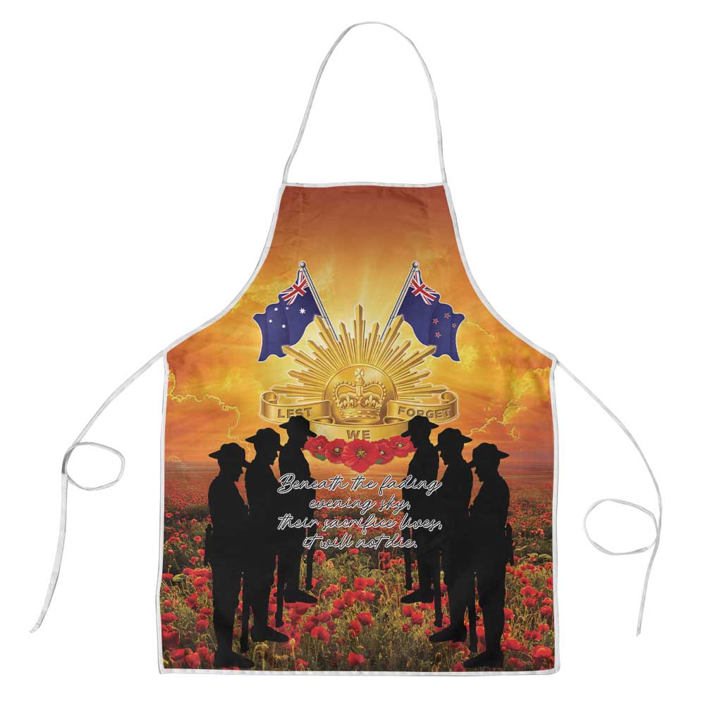 ANZAC Day Apron Remembrance Tribute Soldiers And Poppy Field