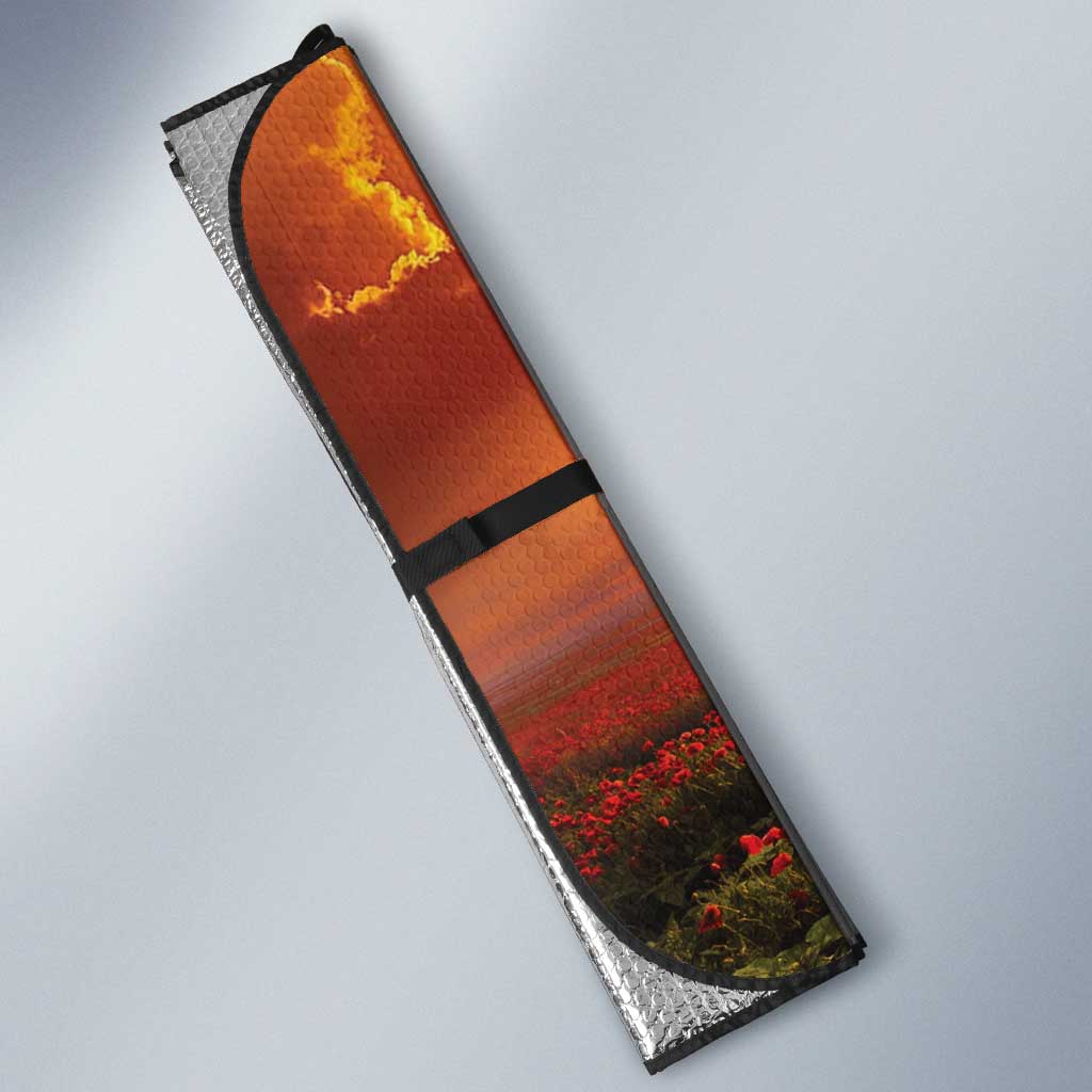 ANZAC Day Auto Sun Shade Remembrance Tribute Soldiers And Poppy Field
