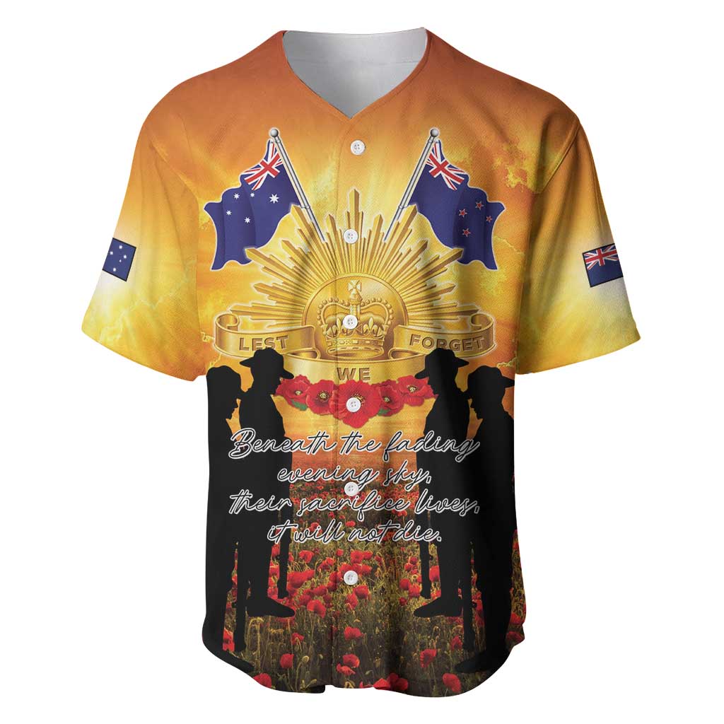 ANZAC Day Baseball Jersey Remembrance Tribute Soldiers And Poppy Field