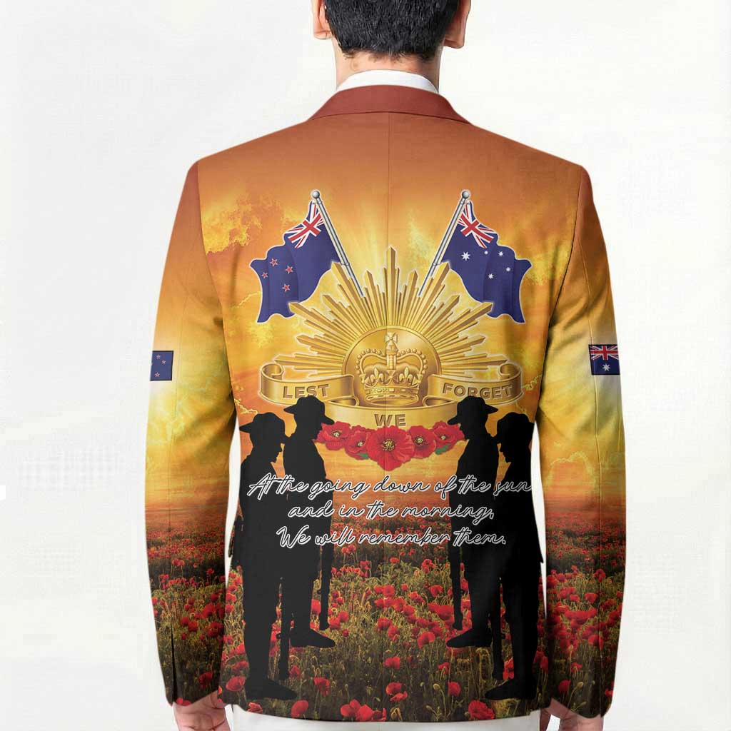 ANZAC Day Blazer Remembrance Tribute Soldiers And Poppy Field