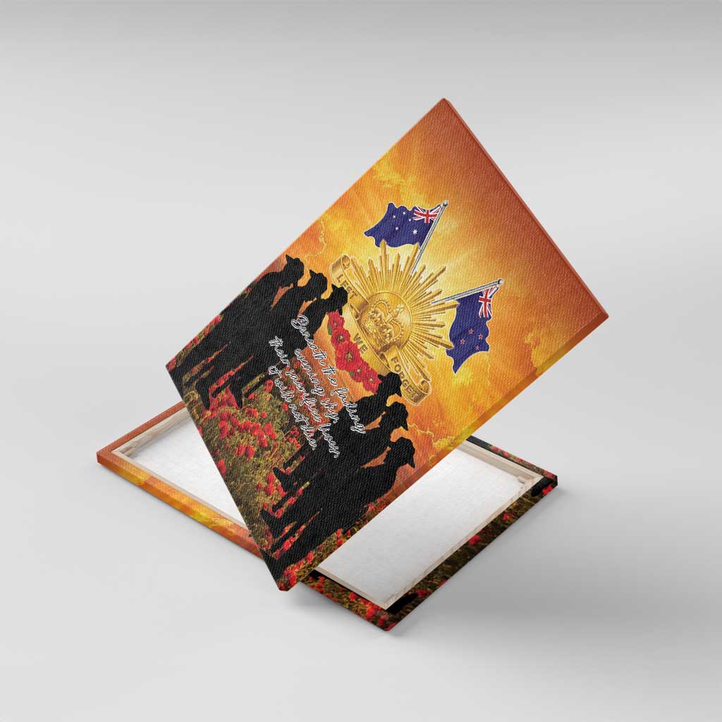 ANZAC Day Canvas Wall Art Remembrance Tribute Soldiers And Poppy Field
