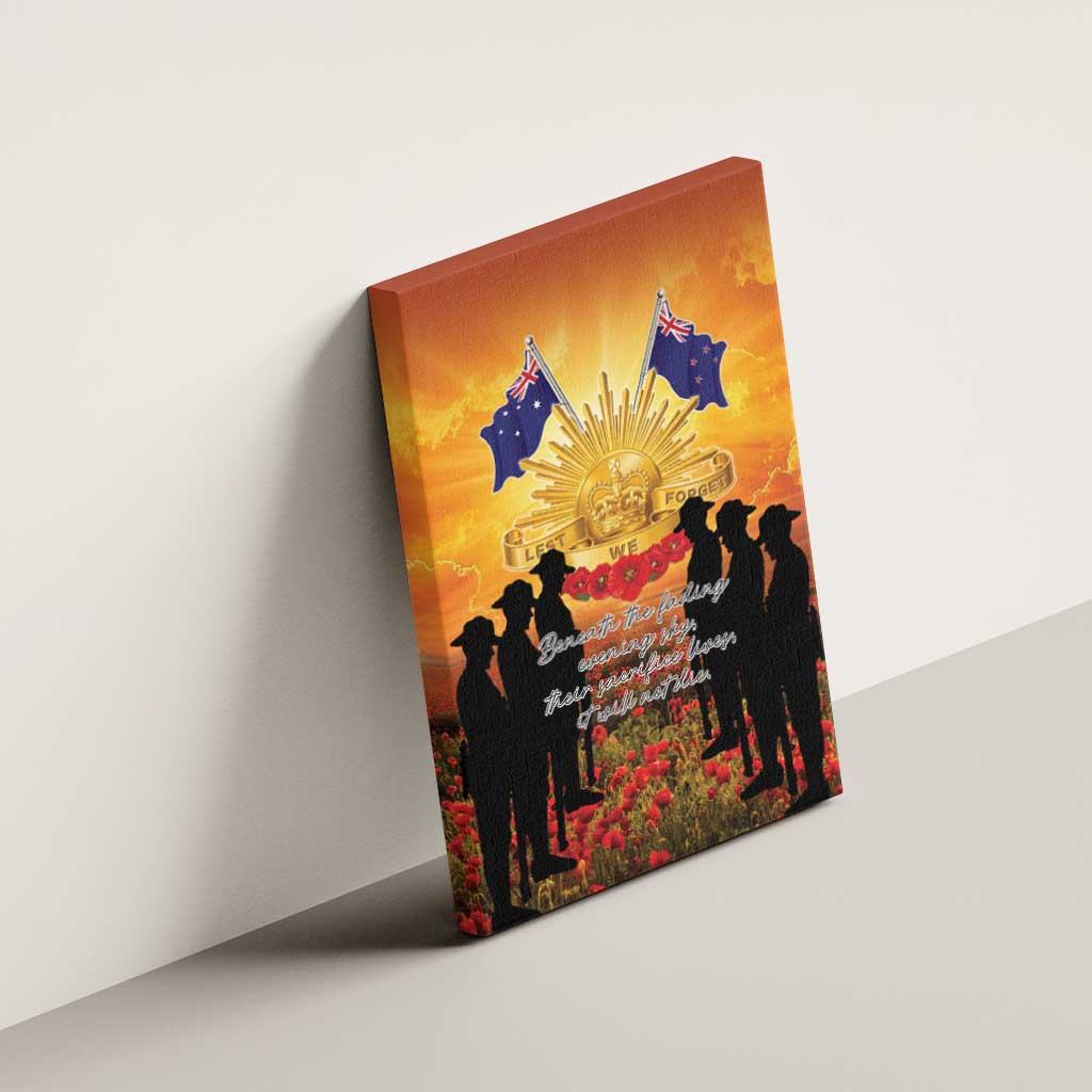 ANZAC Day Canvas Wall Art Remembrance Tribute Soldiers And Poppy Field