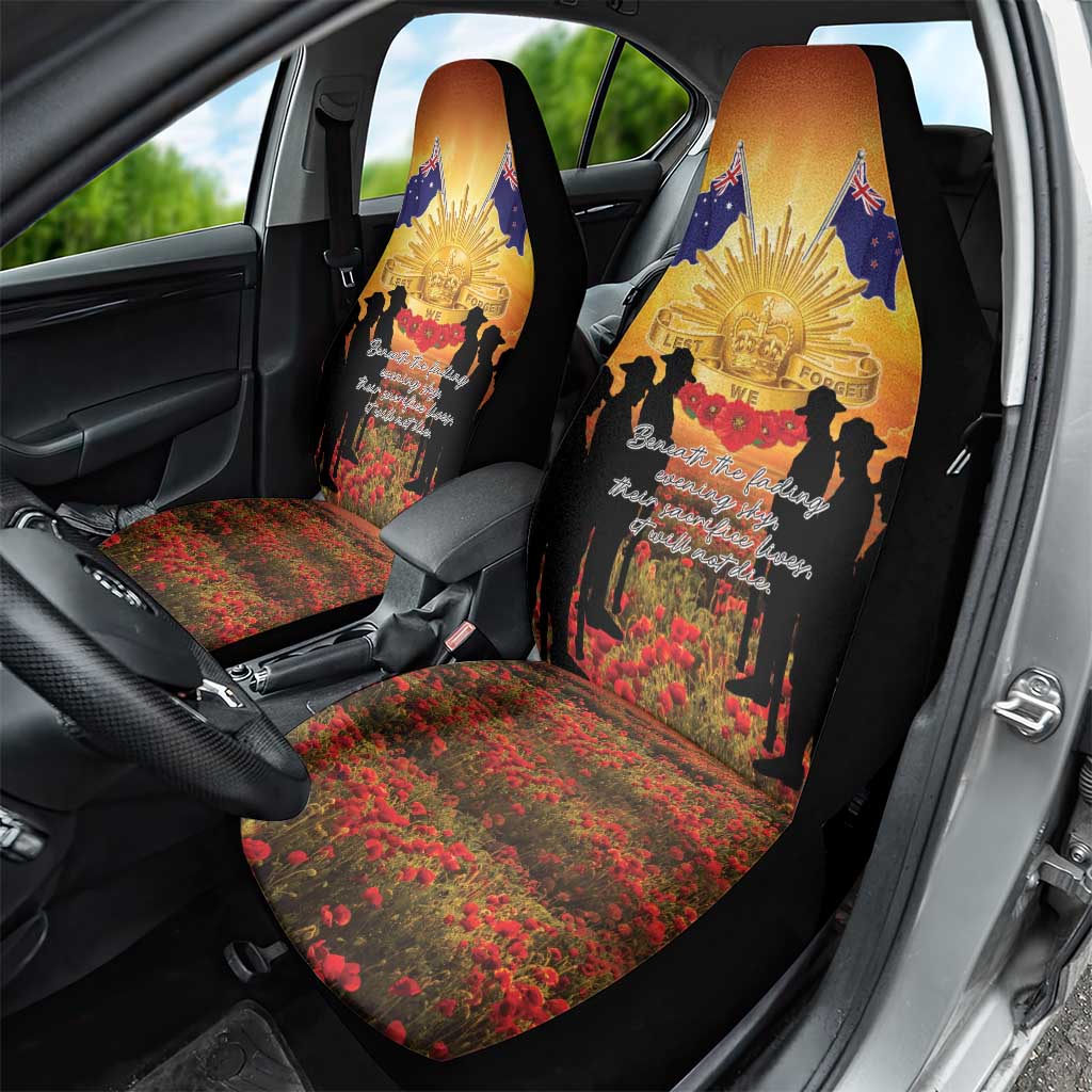 ANZAC Day Car Seat Cover Remembrance Tribute Soldiers And Poppy Field
