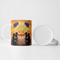 ANZAC Day Ceramic Mug Remembrance Tribute Soldiers And Poppy Field