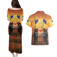 ANZAC Day Couples Matching Puletasi and Hawaiian Shirt Remembrance Tribute Soldiers And Poppy Field LT05 - Polynesian Pride