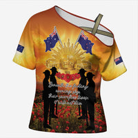 ANZAC Day Cross Shoulder Shirt Remembrance Tribute Soldiers And Poppy Field