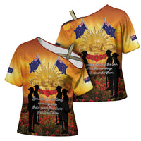 ANZAC Day Cross Shoulder Shirt Remembrance Tribute Soldiers And Poppy Field